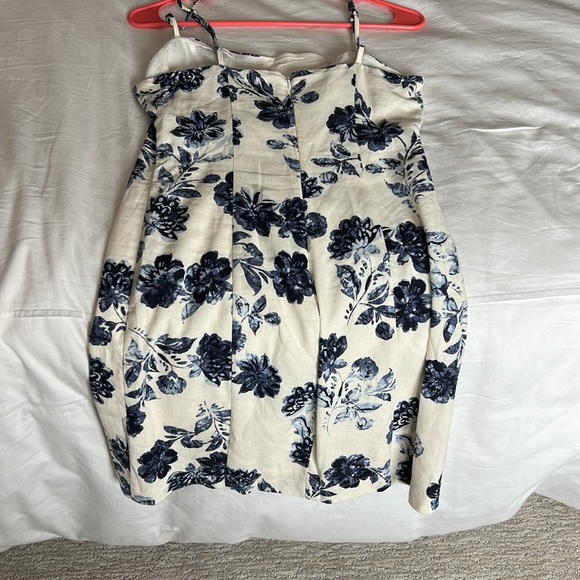 Lush Blue and White Floral Linen Dress - Picture 3 of 4